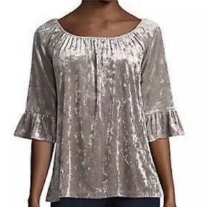 Metallic Silver Velvet-Crush w/ Bell Sleeves Sz XS